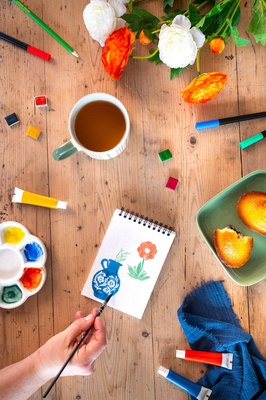 A6 omalovánky - modré květy