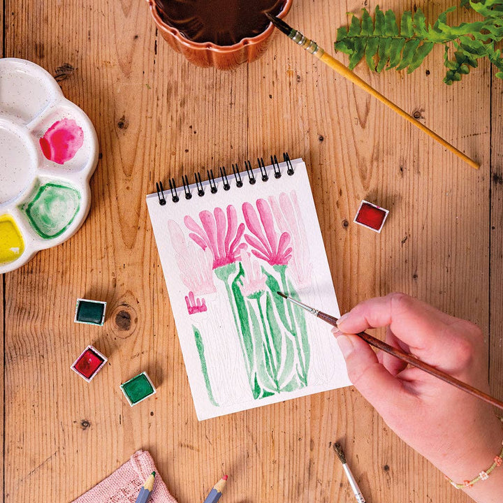 A6 omalovánky - tmavě růžové květy