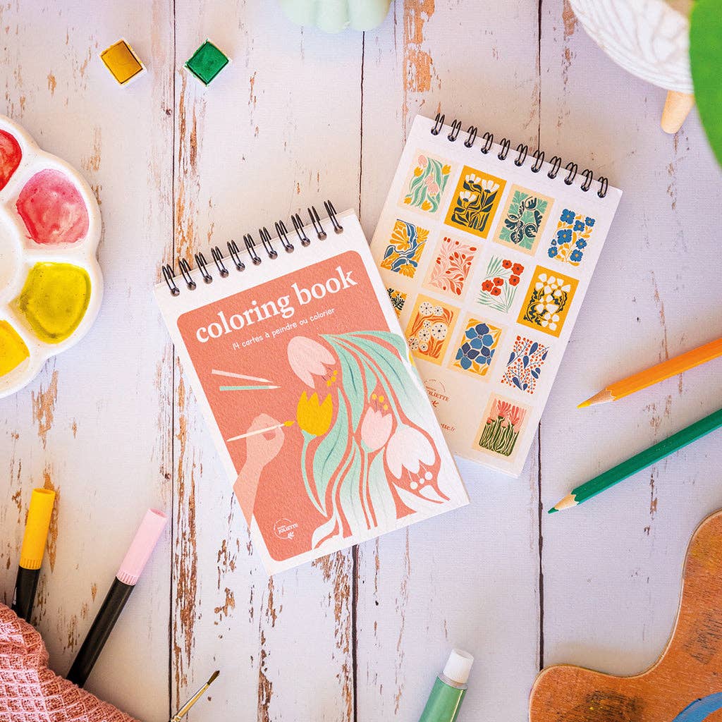 A6 omalovánky - tmavě růžové květy