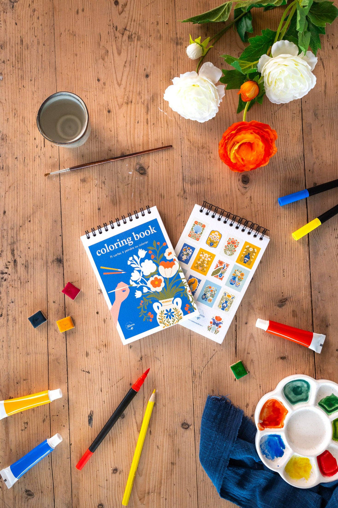 A6 omalovánky - modré květy