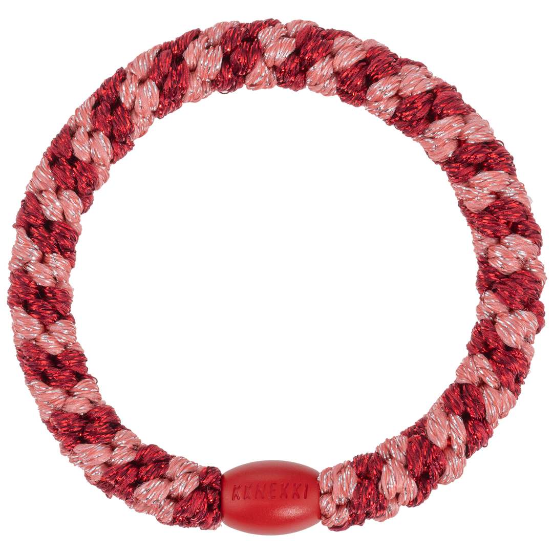 kknekki gumička ~ coral bordeaux glitter stripe