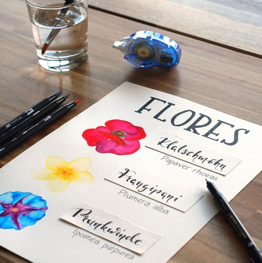 tombow dual brush pens - základní barvy - sada 6 ks