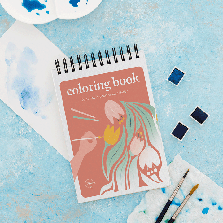 A6 omalovánky - tmavě růžové květy