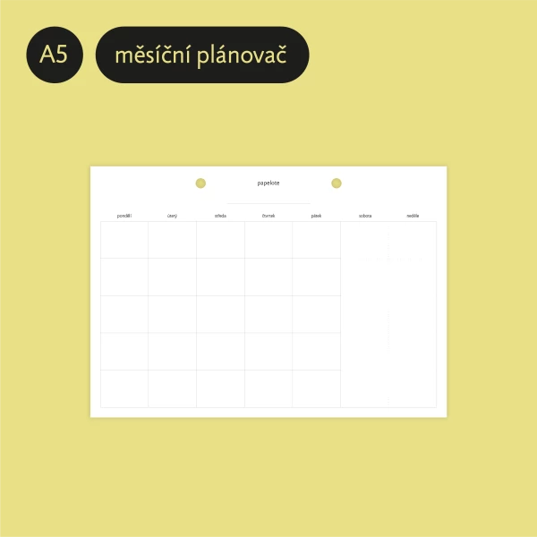 měsíční plánovač a5 planoo