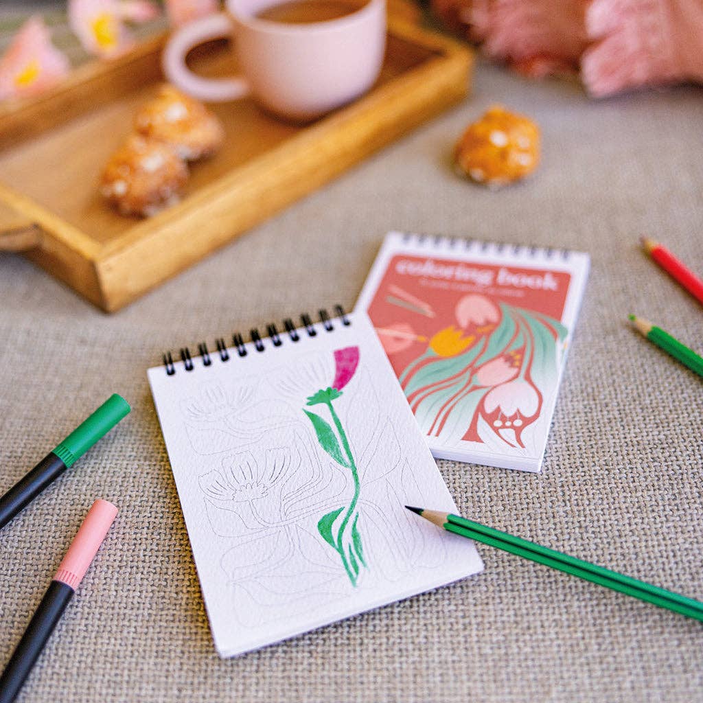 A6 omalovánky - tmavě růžové květy