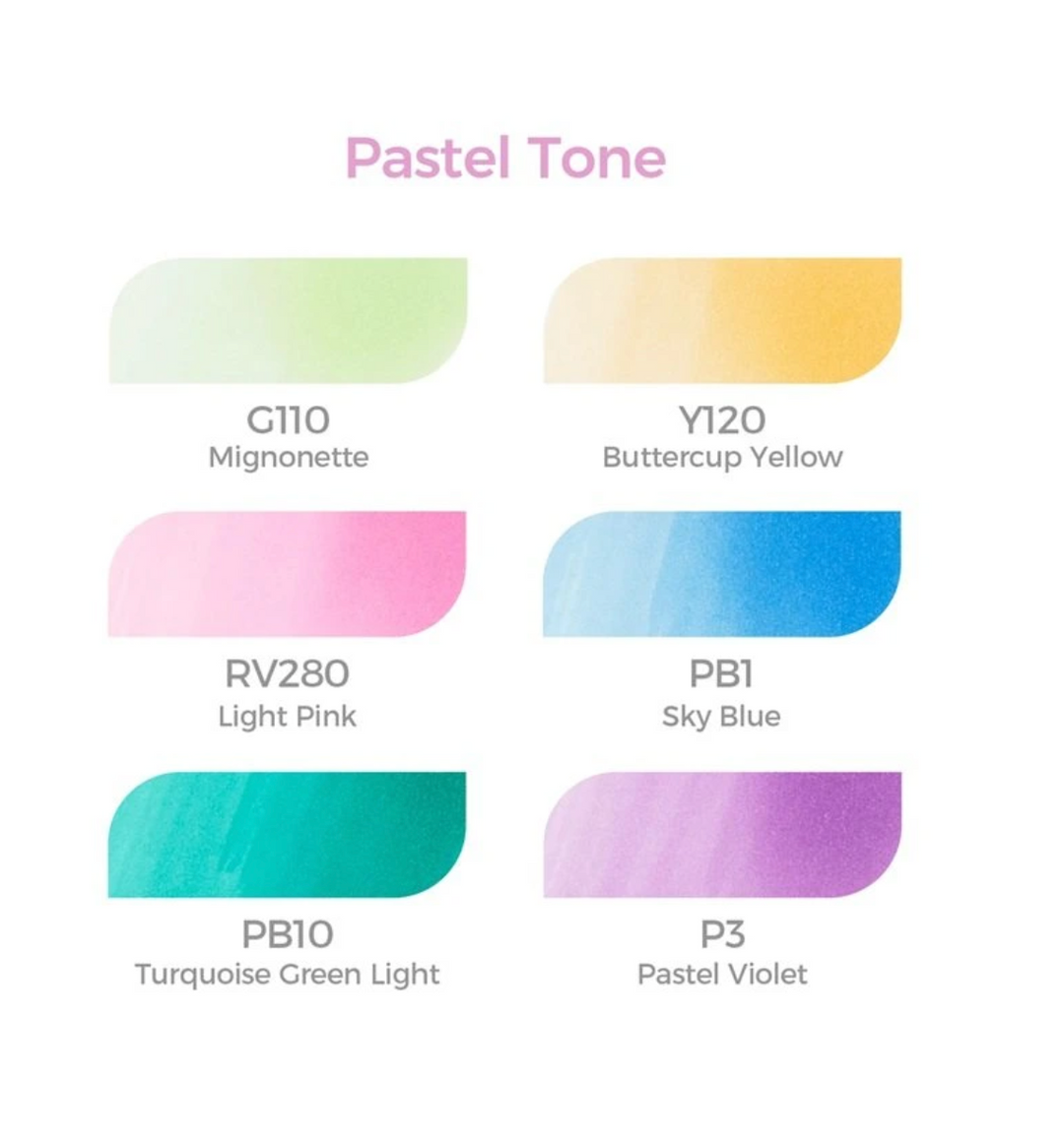 ohuhu lihové fixy oboustranné ~ pastelové