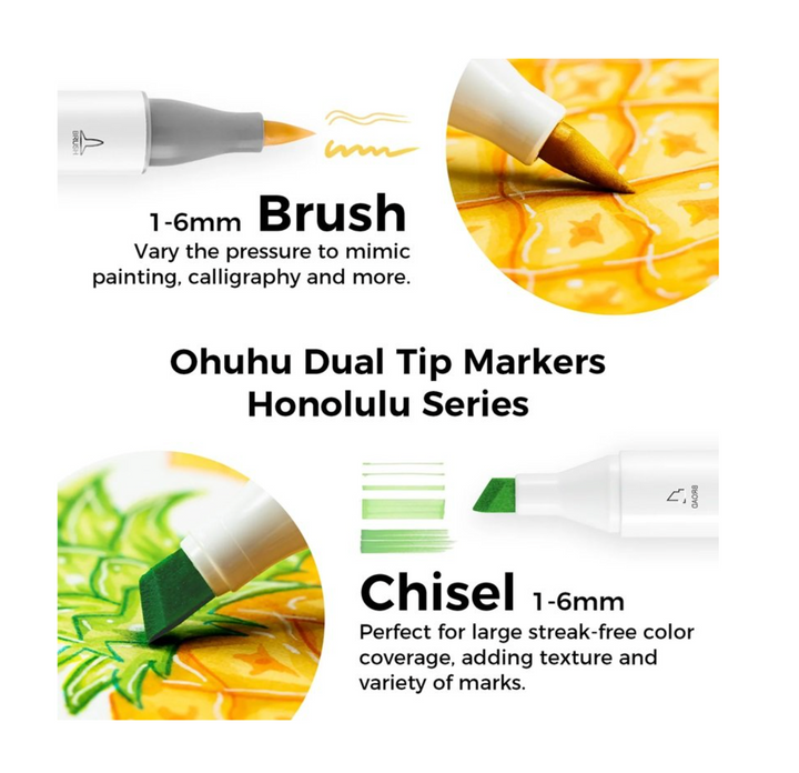 ohuhu lihové fixy oboustranné ~ pastelové