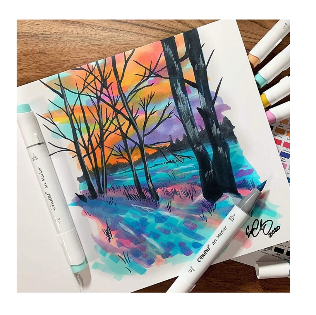 ohuhu lihové fixy oboustranné ~ pastelové