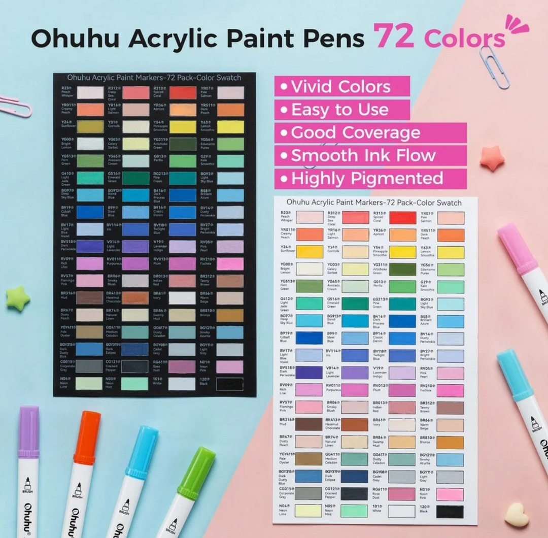 akrylové fixy ohuhu ~ brush and dot (72 barev)