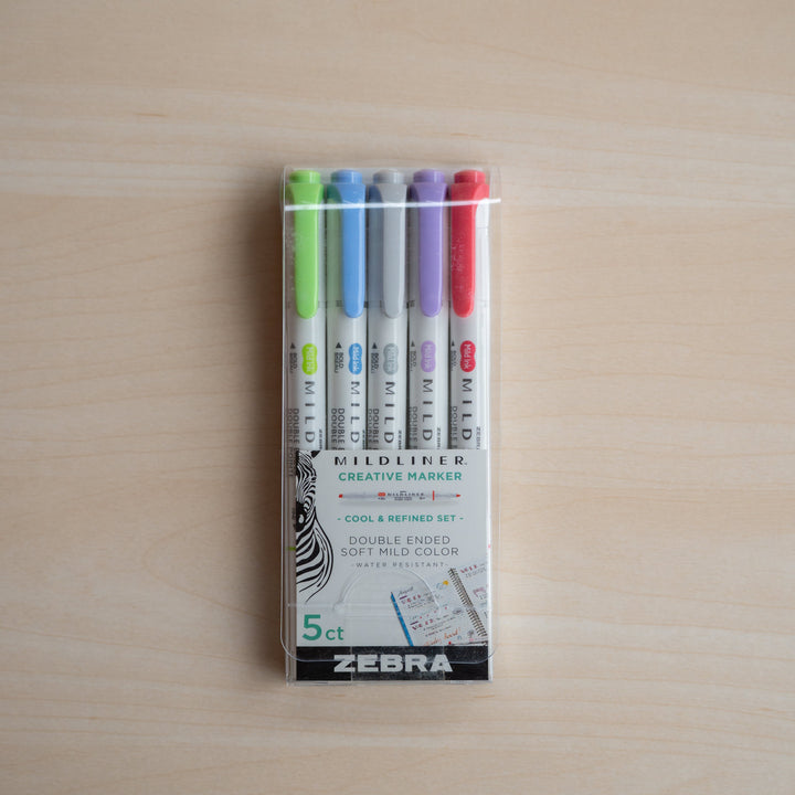 zvýrazňovače zebra mildliner ~ cool & refined (sada 5 ks)