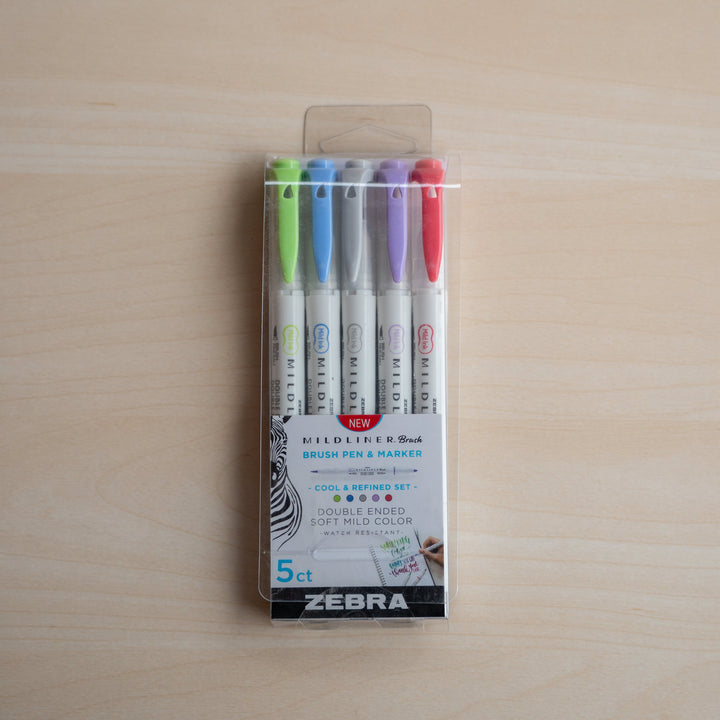 štětcové fixy zebra mildliner ~ cool & refined (sada 5 ks)