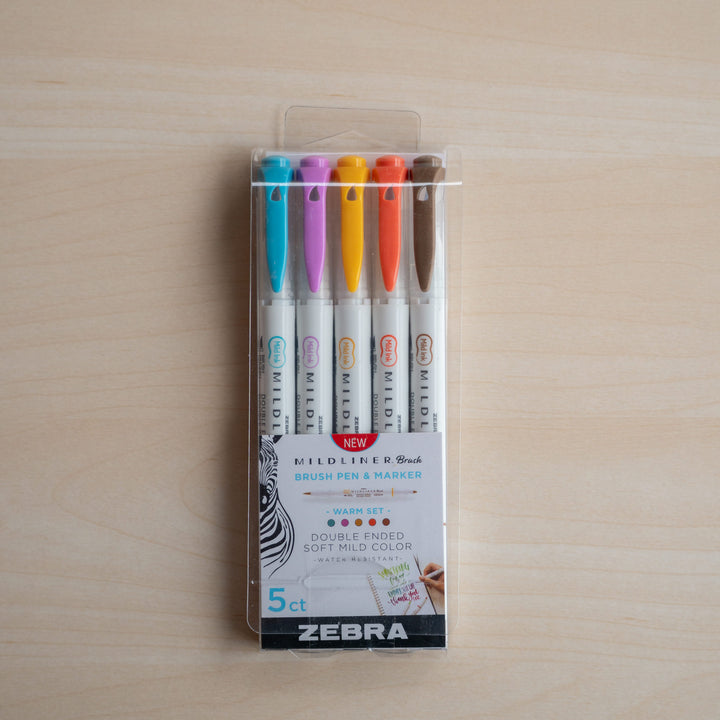 štětcové fixy zebra mildliner ~ warm (sada 5 ks)