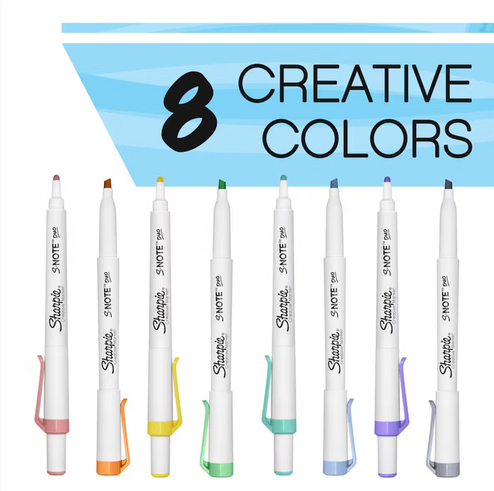 zvýrazňovače sharpie s-note duo ~ sada 8 ks